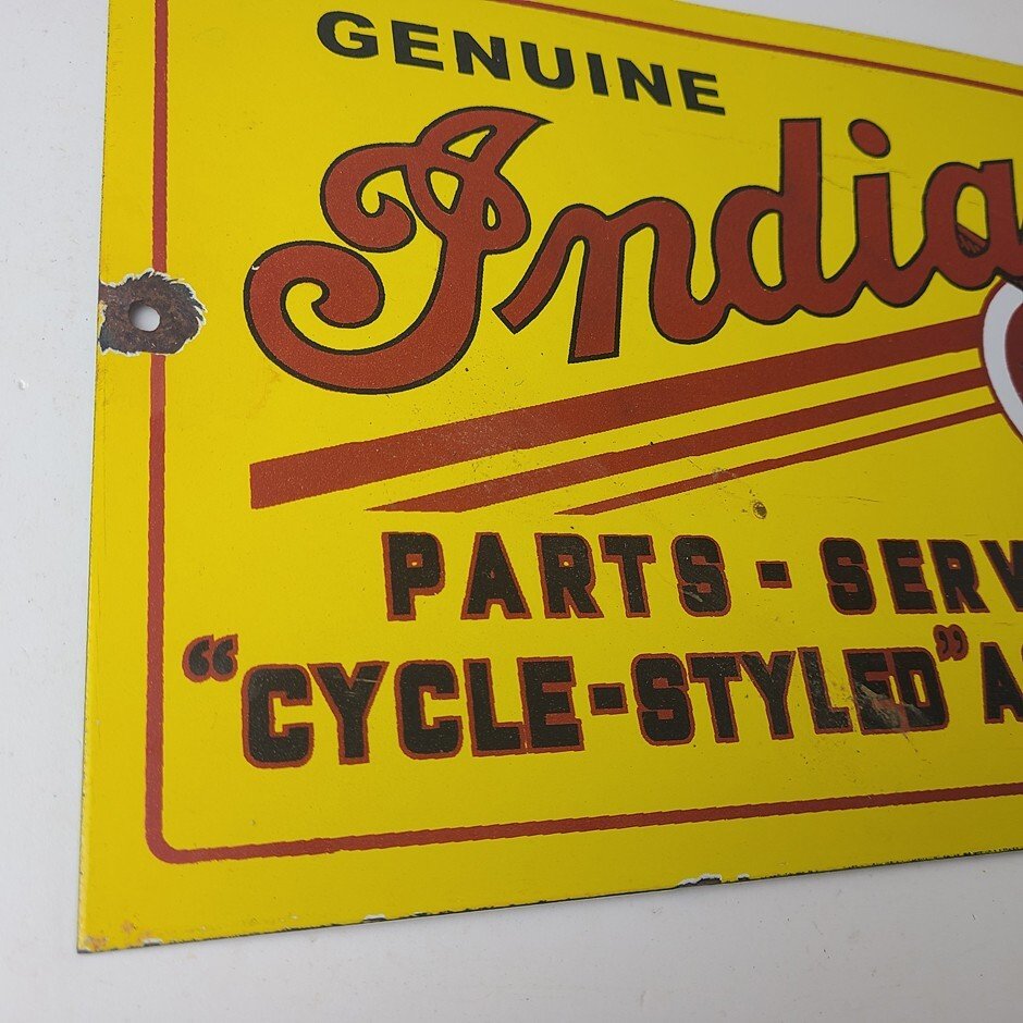 Vintage Indian Motorcycle Sign - Porcelain Parts Motor Service Parts Gas Sign - Image 6