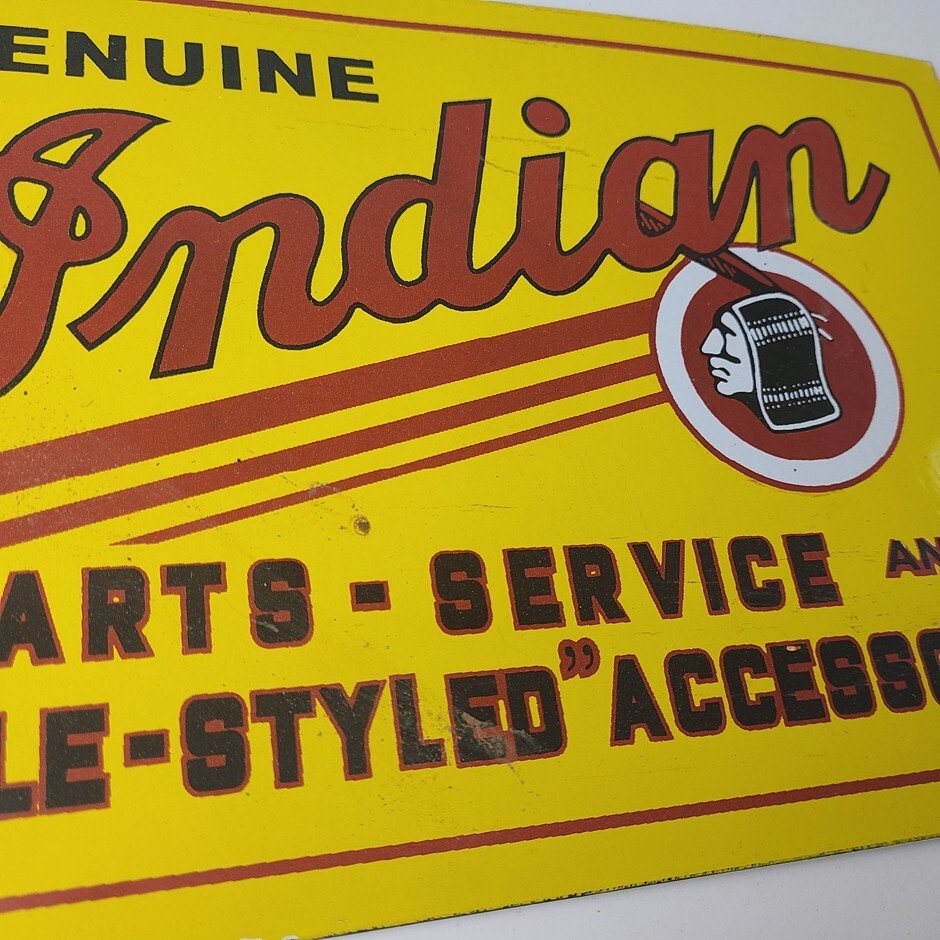 Vintage Indian Motorcycle Sign - Porcelain Parts Motor Service Parts Gas Sign - Image 7