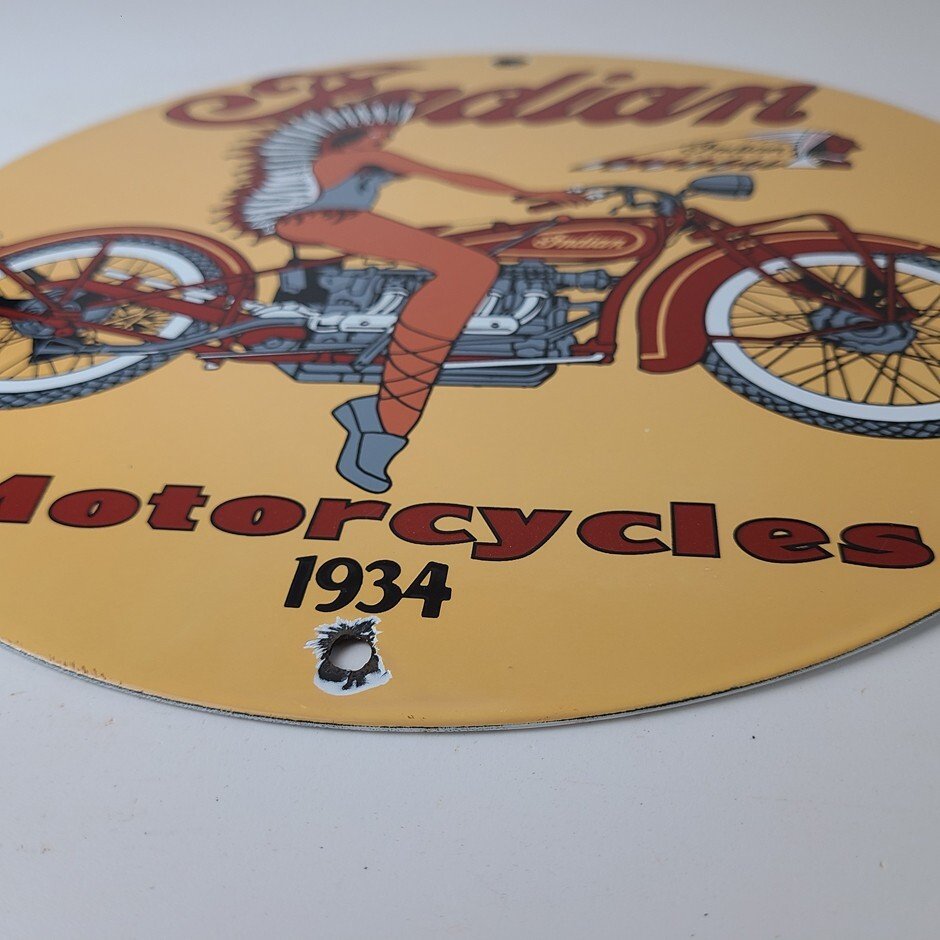 Vintage Indian Motorcycles Sign - Porcelain Gas Pump Service Station Sign - Image 11