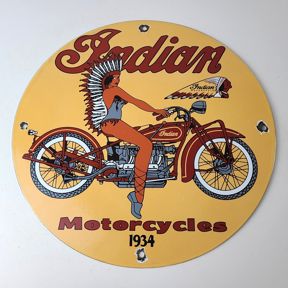 Vintage Indian Motorcycles Sign - Porcelain Gas Pump Service Station Sign - Image 12