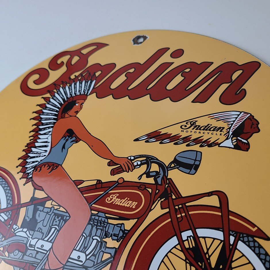 Vintage Indian Motorcycles Sign - Porcelain Gas Pump Service Station Sign - Image 8