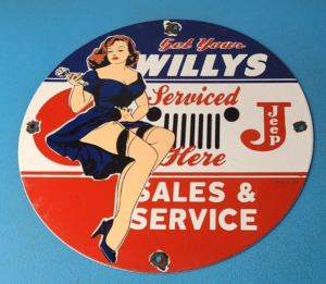 Vintage Jeep Vehicles Porcelain Sign Gas Pump Sales Service Sign 305898962231