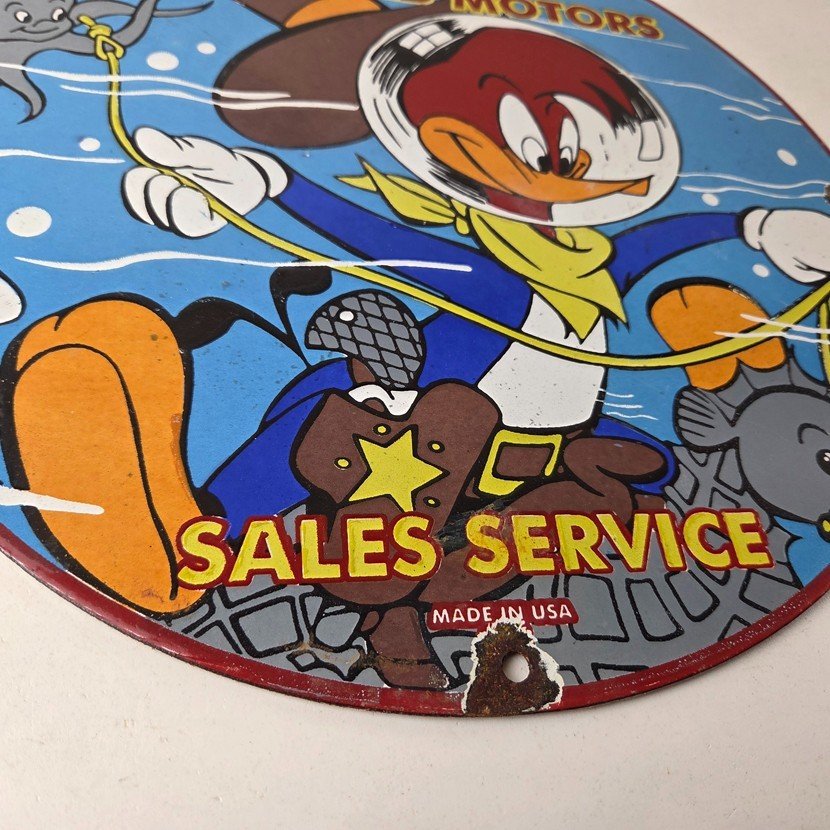 Vintage Johnson Outboards Sign - Boat Engines Seahorse Porcelain Gas Sales Sign - Image 11