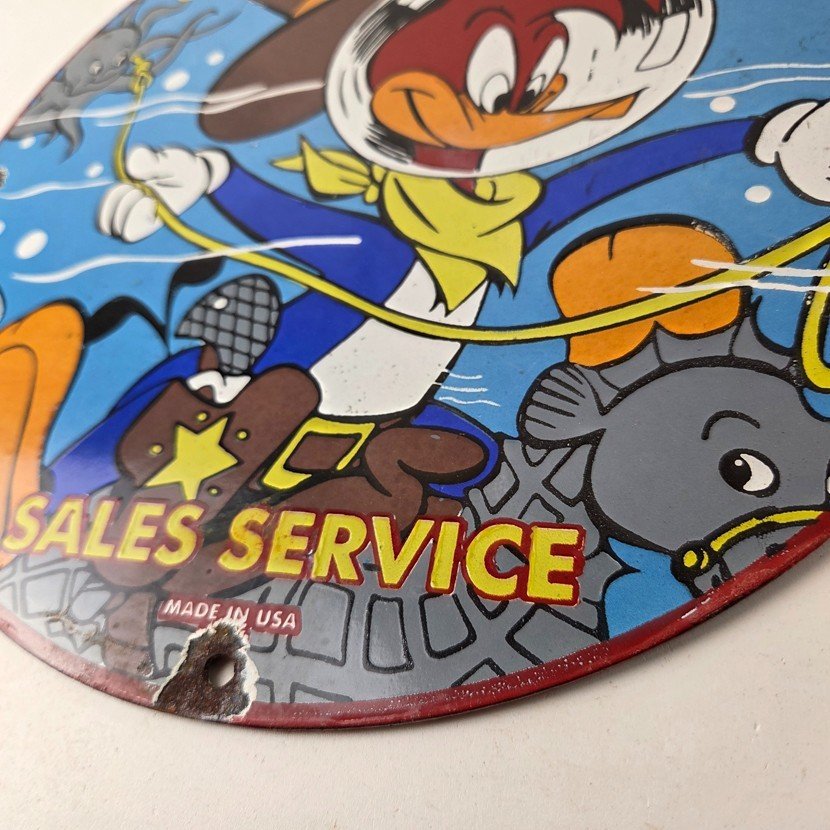 Vintage Johnson Outboards Sign - Boat Engines Seahorse Porcelain Gas Sales Sign - Image 14