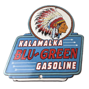 Vintage Kalamalka Gasoline Sign - Gas Service Station Pump Porcelain Sign