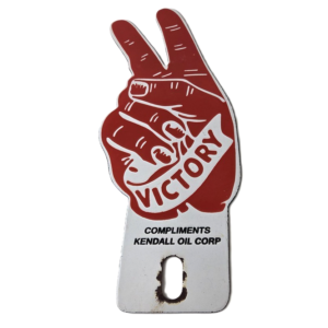 Vintage Kendall Gasoline Sign Topper - Porcelain License Plate Gas Auto Topper