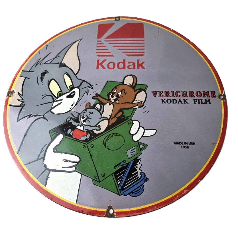 Vintage Kodak Camera Sign - Photos Film Gas Pump Porcelain Sign