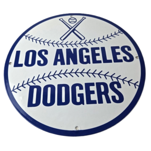 Vintage LA Dodgers Sign - MLB Baseball Stadium Porcelain Gas Pump Sign