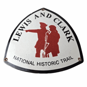 Vintage Lewis & Clark Sign - National Historic Trails Porcelain Gas Pump Sign