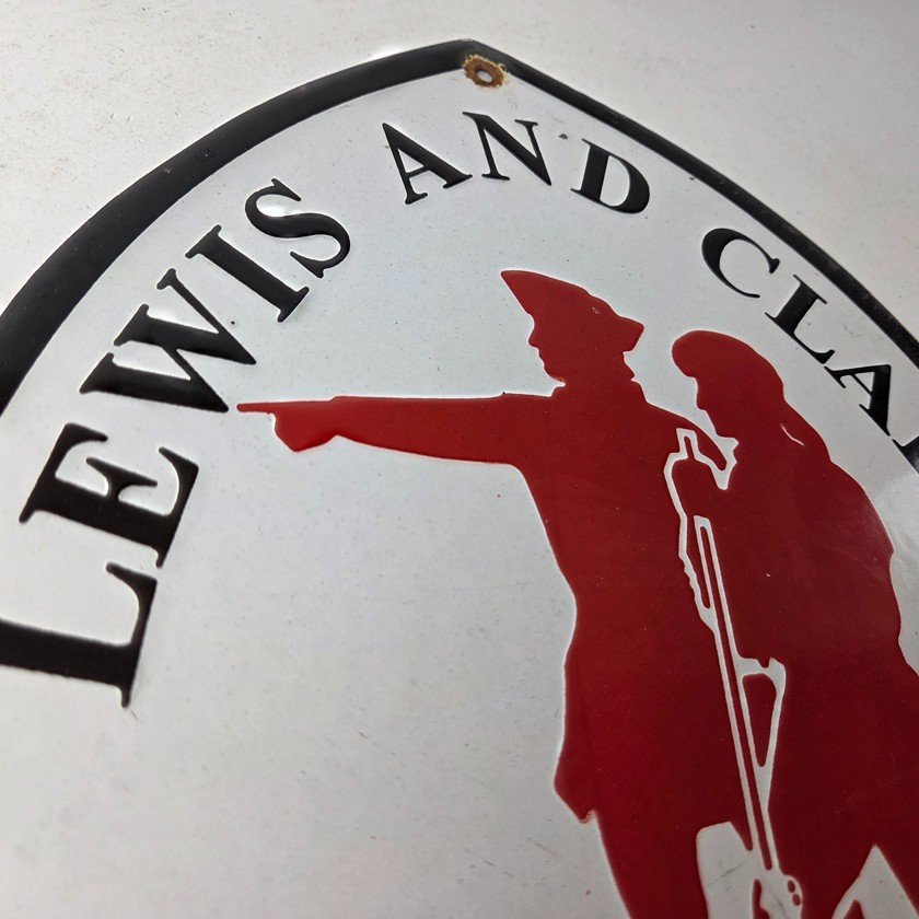Vintage Lewis & Clark Sign - National Historic Trails Porcelain Gas Pump Sign - Image 5