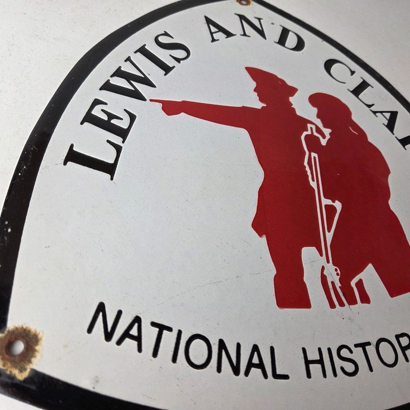 Vintage Lewis & Clark Sign - National Historic Trails Porcelain Gas Pump Sign - Image 6