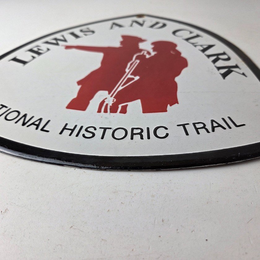 Vintage Lewis & Clark Sign - National Historic Trails Porcelain Gas Pump Sign - Image 10