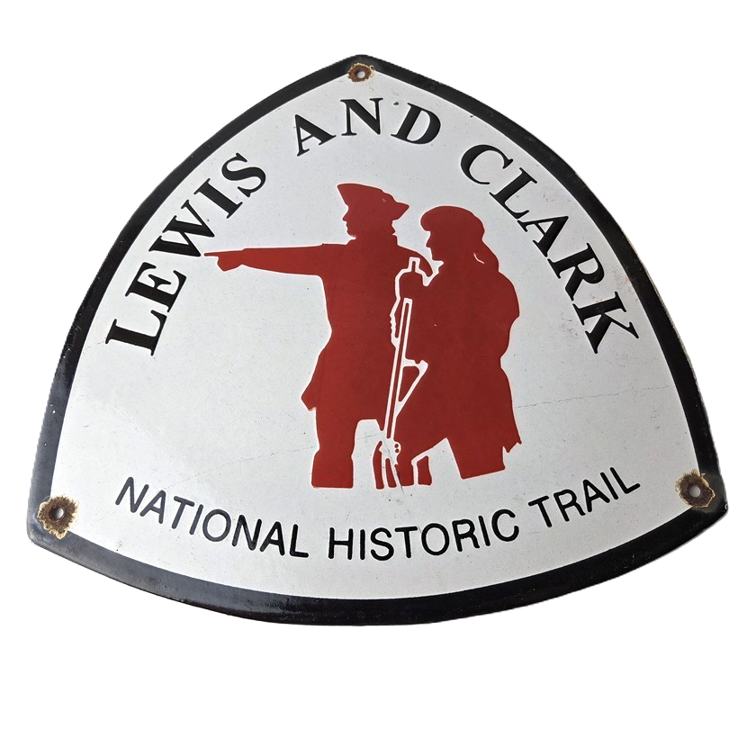 Vintage Lewis & Clark Sign - National Historic Trails Porcelain Gas Pump Sign