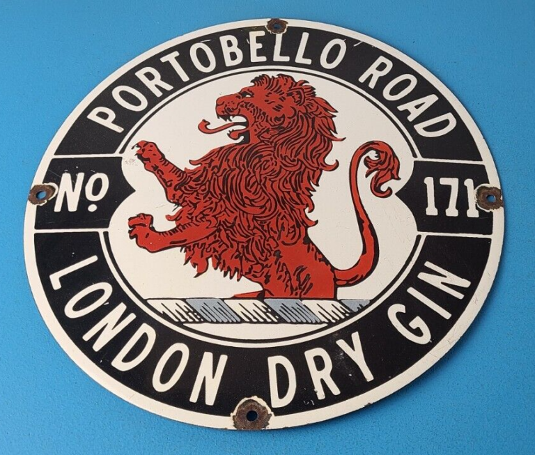 Vintage London Dry Gin Sign Adult Beverage Liquor Bar Cave Porcelain Gas Sign 306079959991