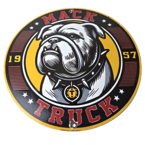 Vintage Mack Trucks Porcelain Sign - Sales Service Gas Pump Advertising Sign
