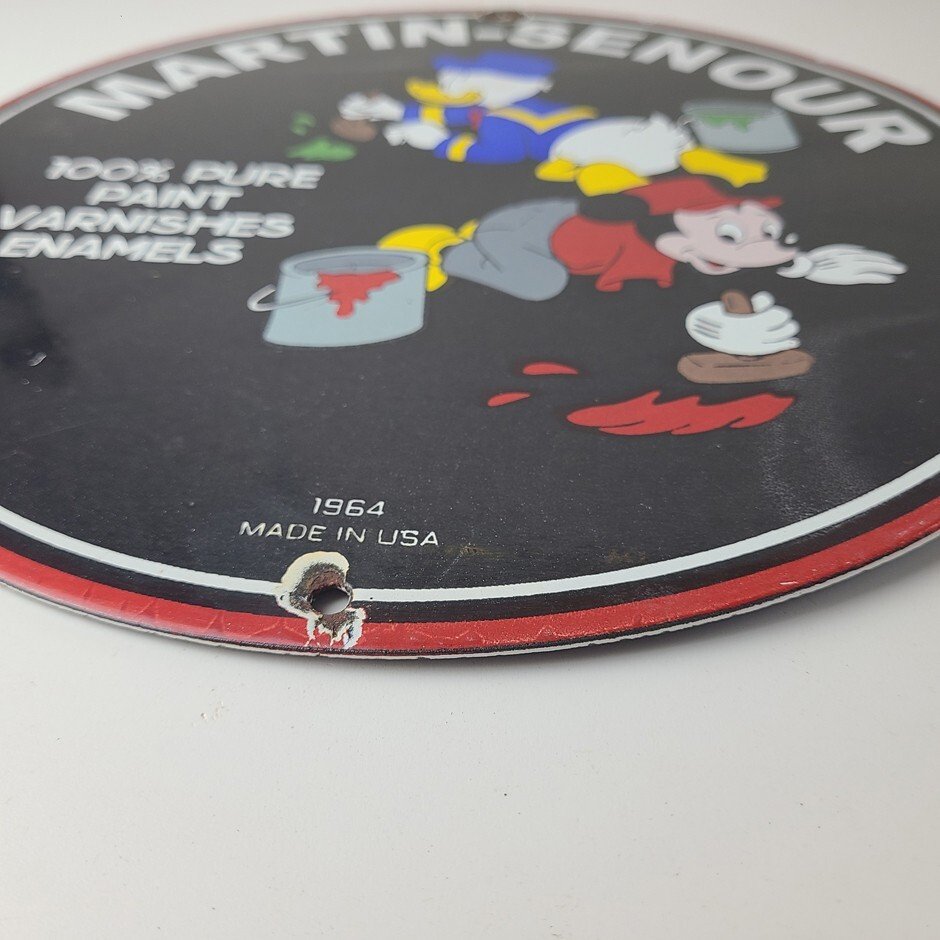 Vintage Martin Senour Paint Sign - Porcelain Varnishes Enamels Disney Gas Sign - Image 11