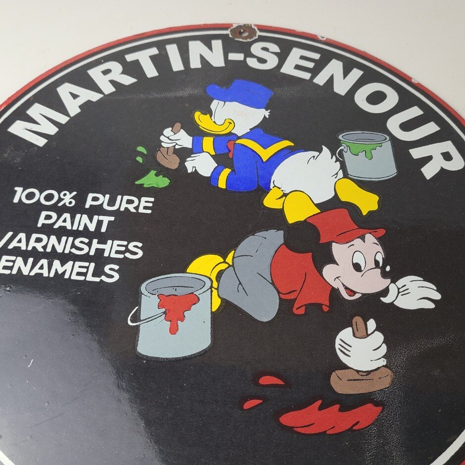 Vintage Martin Senour Paint Sign - Porcelain Varnishes Enamels Disney Gas Sign - Image 12
