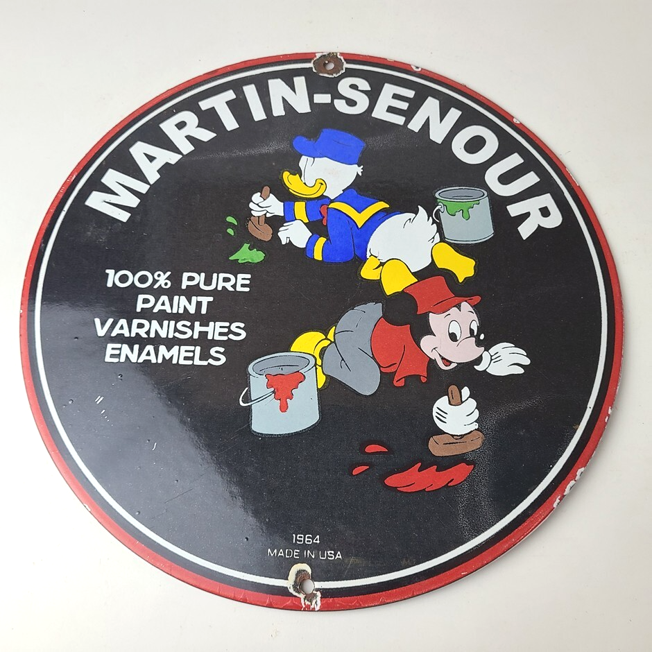 Vintage Martin Senour Paint Sign - Porcelain Varnishes Enamels Disney Gas Sign - Image 13