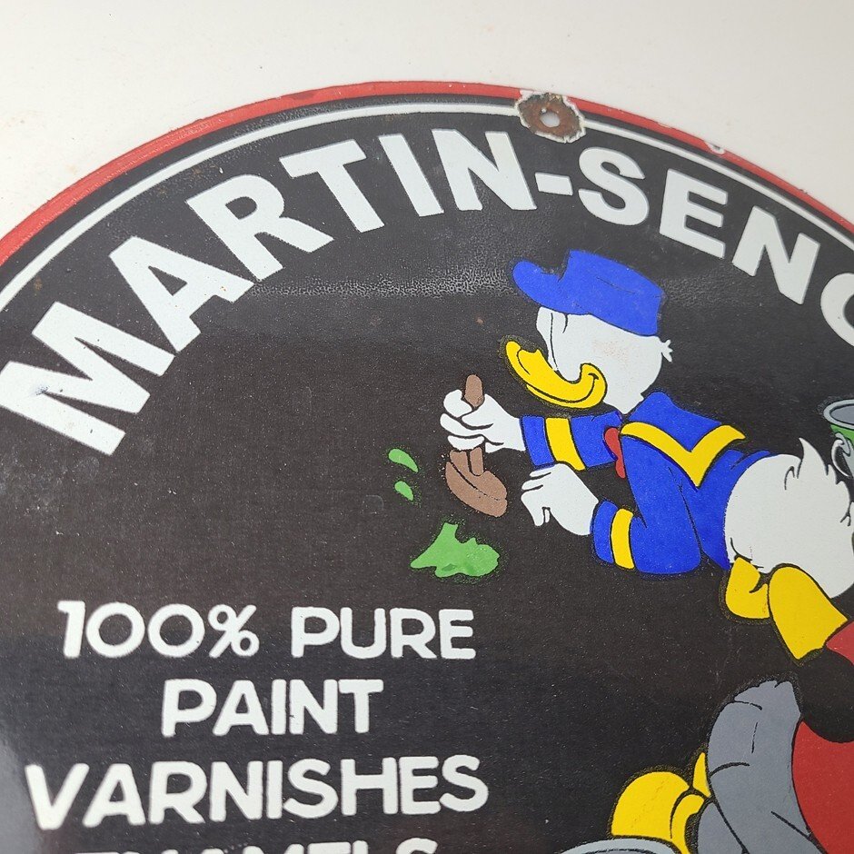 Vintage Martin Senour Paint Sign - Porcelain Varnishes Enamels Disney Gas Sign - Image 5