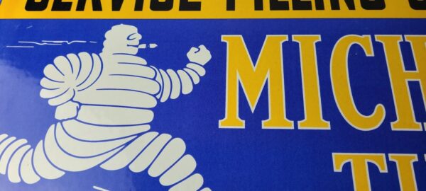 Vintage Michelin Tires Sign Gas Auto Pump Plate Sign Motorcycle Service Sign 305783548971 2