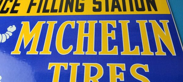 Vintage Michelin Tires Sign Gas Auto Pump Plate Sign Motorcycle Service Sign 305783548971 3