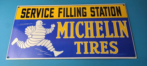 Vintage Michelin Tires Sign Gas Auto Pump Plate Sign Motorcycle Service Sign 305783548971