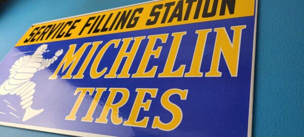 Vintage Michelin Tires Sign Gas Auto Pump Plate Sign Motorcycle Service Sign 305783548971 8