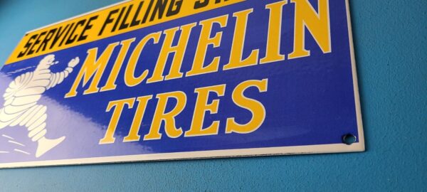 Vintage Michelin Tires Sign Gas Auto Pump Plate Sign Motorcycle Service Sign 305783548971 9