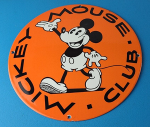 Vintage Mickey Mouse Club Sign Porcelain Gas Pump Service Station Sign 305860990221