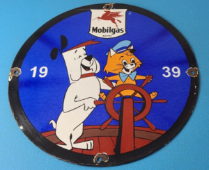 Vintage Mobil Gasoline Sign Mobilgas Marine Oil Gas Pump Plate Porcelain Sign 305857547451