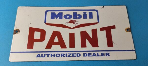 Vintage Mobil Porcelain Sign Dealer Pegasus Gas Pump Service Paint Sign 305783586581