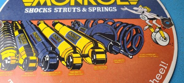 Vintage Monroe Struts Springs Sign USA Parts Service Gas Pump Porcelain Sign 305750192131 3