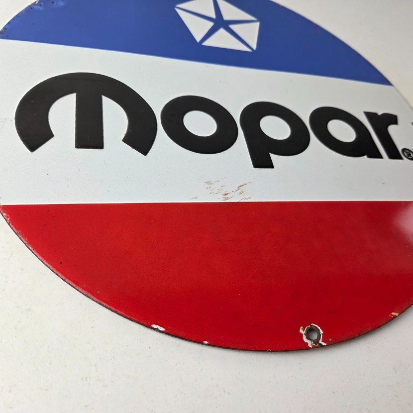 Vintage Mopar Chrysler Porcelain Sign - Automobile Plymouth Gas Pump Ad Sign - Image 11
