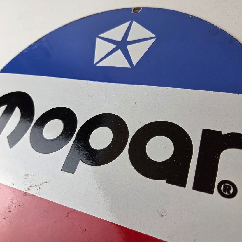 Vintage Mopar Chrysler Porcelain Sign - Automobile Plymouth Gas Pump Ad Sign - Image 12