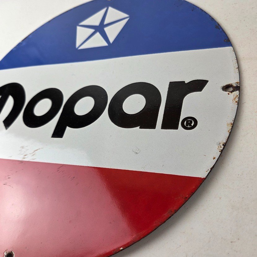 Vintage Mopar Chrysler Porcelain Sign - Automobile Plymouth Gas Pump Ad Sign - Image 13