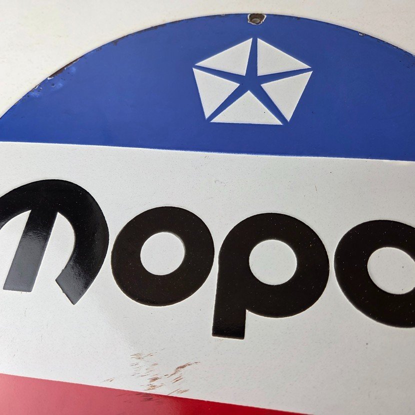 Vintage Mopar Chrysler Porcelain Sign - Automobile Plymouth Gas Pump Ad Sign - Image 3