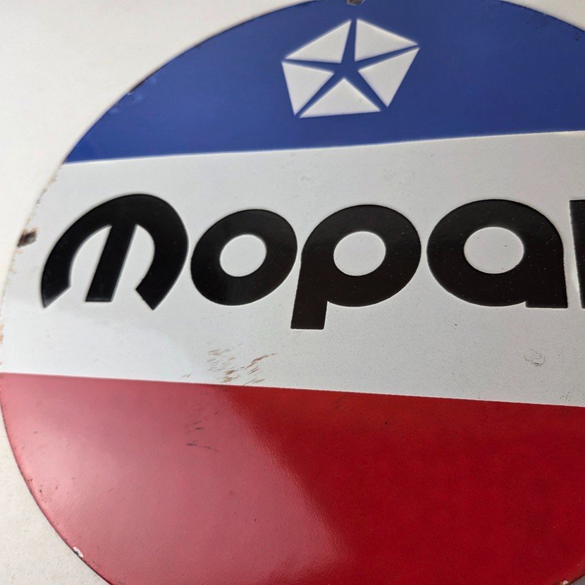 Vintage Mopar Chrysler Porcelain Sign - Automobile Plymouth Gas Pump Ad Sign - Image 4