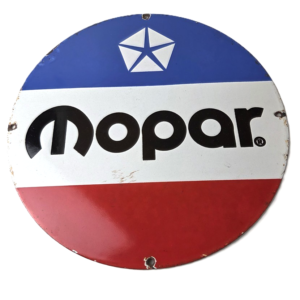 Vintage Mopar Chrysler Porcelain Sign - Automobile Plymouth Gas Pump Ad Sign