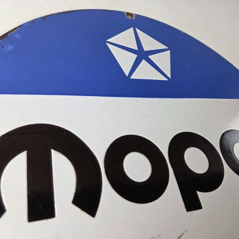 Vintage Mopar Chrysler Porcelain Sign - Automobile Plymouth Gas Pump Ad Sign - Image 5