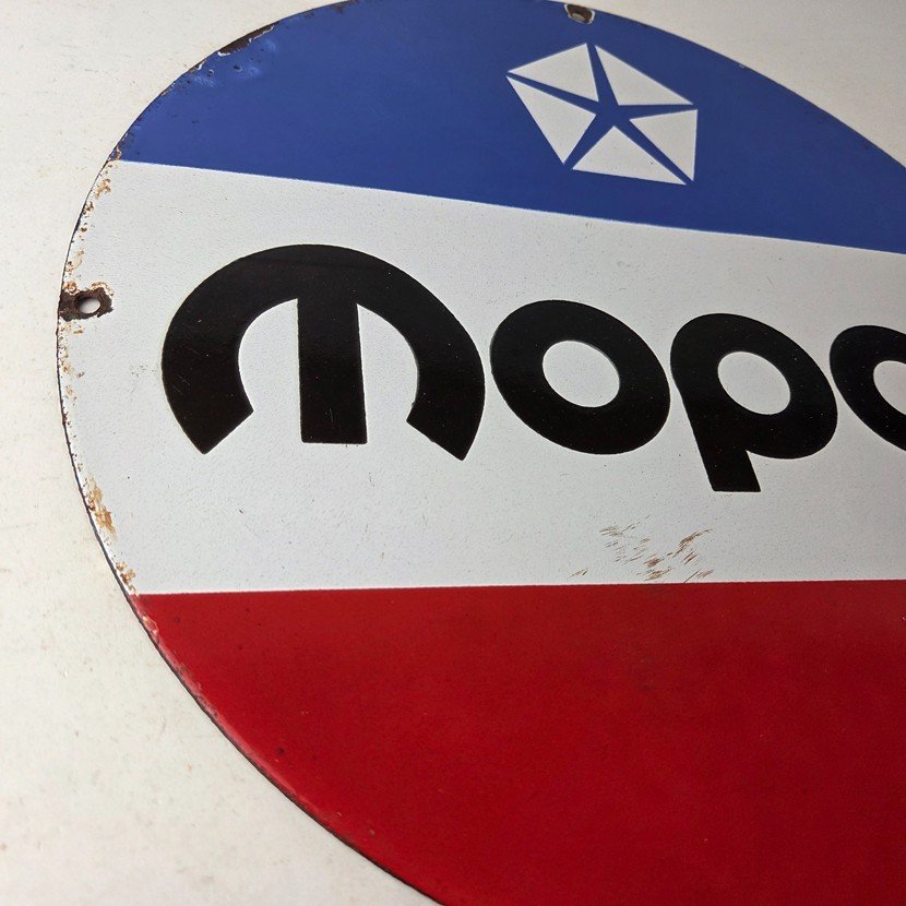 Vintage Mopar Chrysler Porcelain Sign - Automobile Plymouth Gas Pump Ad Sign - Image 6