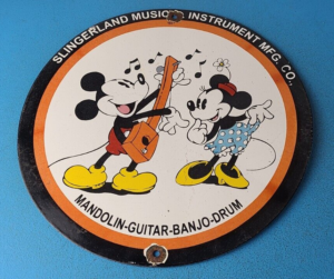 Vintage Music Instrument Sign Drums Guitar Disney Mickey Mouse Gas Pump Sign 305872538211