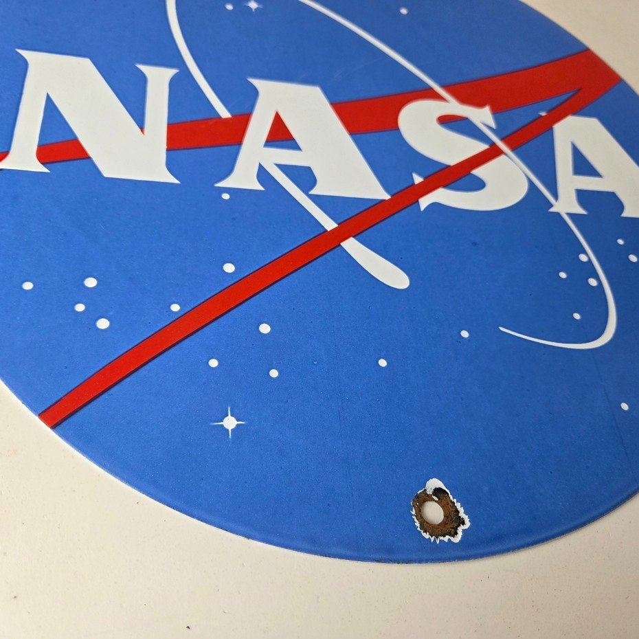 Vintage NASA Meatball Sign - Space Shuttle Mission Control Porcelain Gas Sign - Image 11