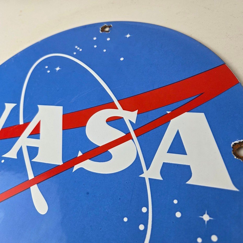 Vintage NASA Meatball Sign - Space Shuttle Mission Control Porcelain Gas Sign - Image 12