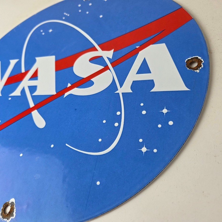 Vintage NASA Meatball Sign - Space Shuttle Mission Control Porcelain Gas Sign - Image 13
