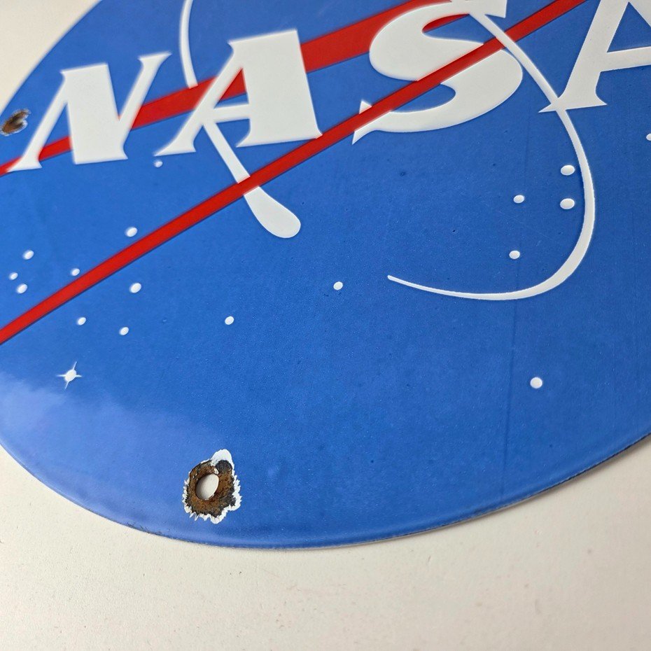Vintage NASA Meatball Sign - Space Shuttle Mission Control Porcelain Gas Sign - Image 14
