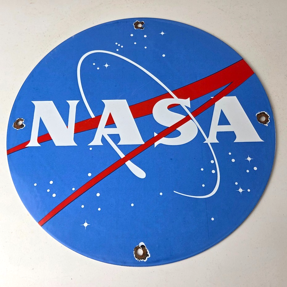 Vintage NASA Meatball Sign - Space Shuttle Mission Control Porcelain Gas Sign - Image 15