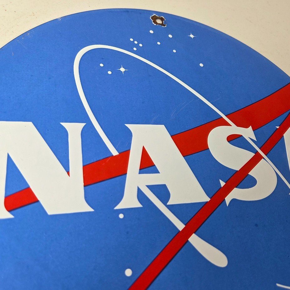 Vintage NASA Meatball Sign - Space Shuttle Mission Control Porcelain Gas Sign - Image 5
