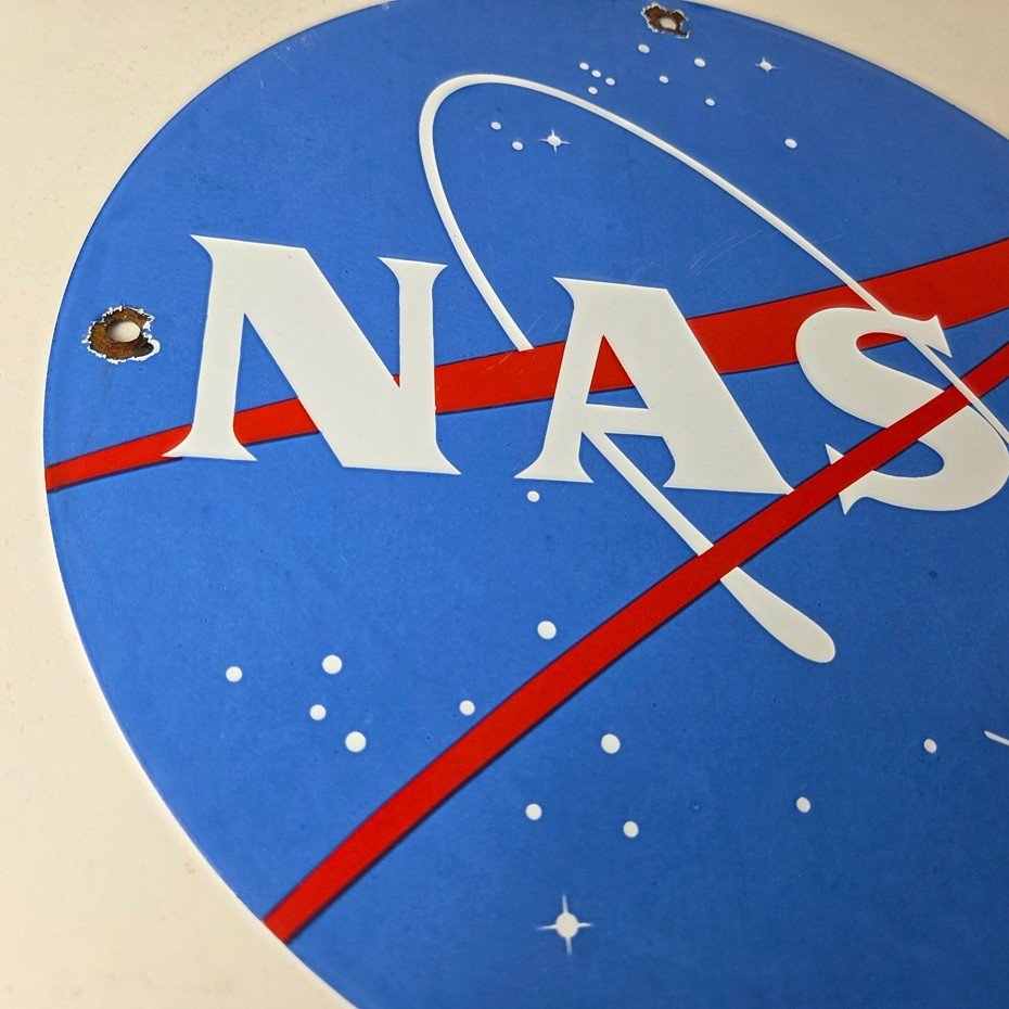 Vintage NASA Meatball Sign - Space Shuttle Mission Control Porcelain Gas Sign - Image 6