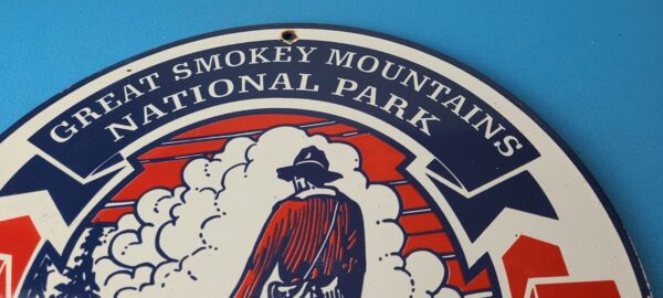 Vintage National Park Sign Smokey Mountains Gas Pump Porcelain Sign 305607171571 12