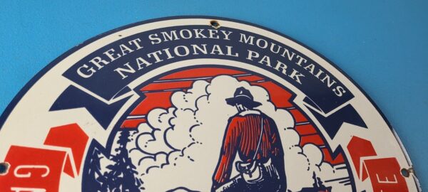 Vintage National Park Sign Smokey Mountains Gas Pump Porcelain Sign 305607171571 4